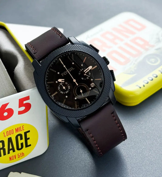 Fossil Chronograph Watch – Classic Brown Leather