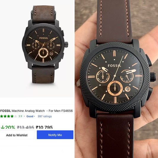 Fossil Analog Brown Leather Strap