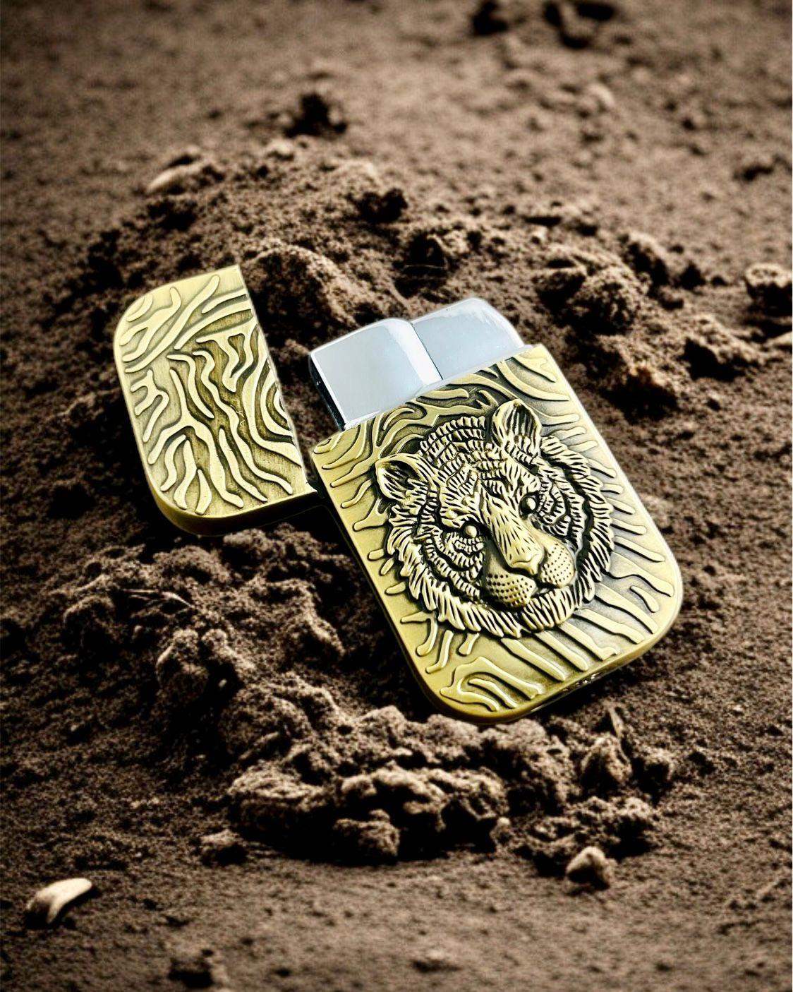 Tiger Engraved Pocket Lighter