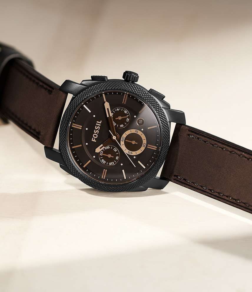 Fossil Analog Brown Leather Strap