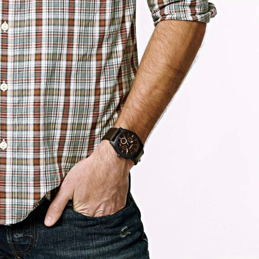 Fossil Analog Brown Leather Strap