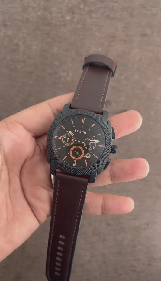 Fossil Analog Brown Leather Strap
